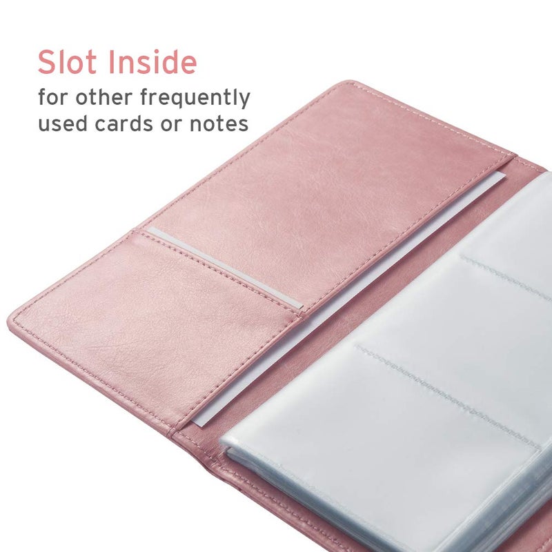 Sooez Leather Professional Business Card Holder Organizer, 240 Card Capacity PU Name Credit Cards Booklet (Pink) - Image 5